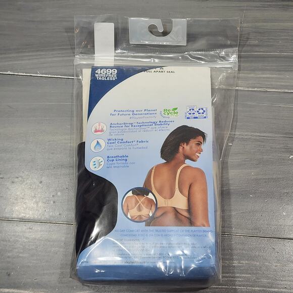Playtex 4699 18 Hour Bounce Control Convertible Wireless Bra‎ Black 36C - Picture 9 of 13